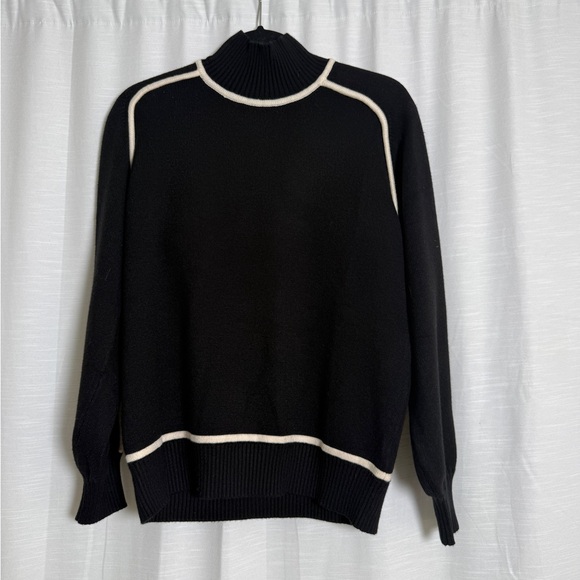 Baltic Born Harrington Sweater Black White Contrast Trim Mock Neck | NWT Size S - Picture 8 of 17